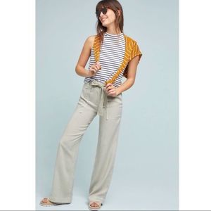 Anthropologie Cloth & Stone Wide Leg Pants New Size 33 Porcelain Cotton